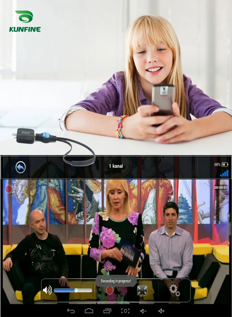 KUNFINE Micro USB Digital DVB-T DVB-T2 TV Tuner Receiver for Android Phone and Pad | Автомобили и мотоциклы