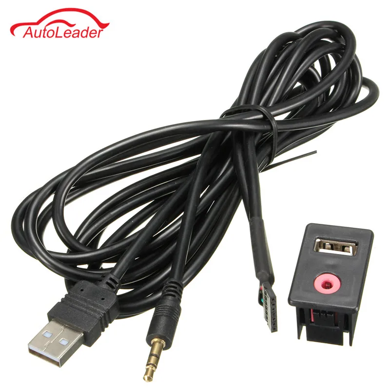 

New Car 3.5mm USB AUX Headphone Male Jack Flush Mount Mounting Adapter Panel Input