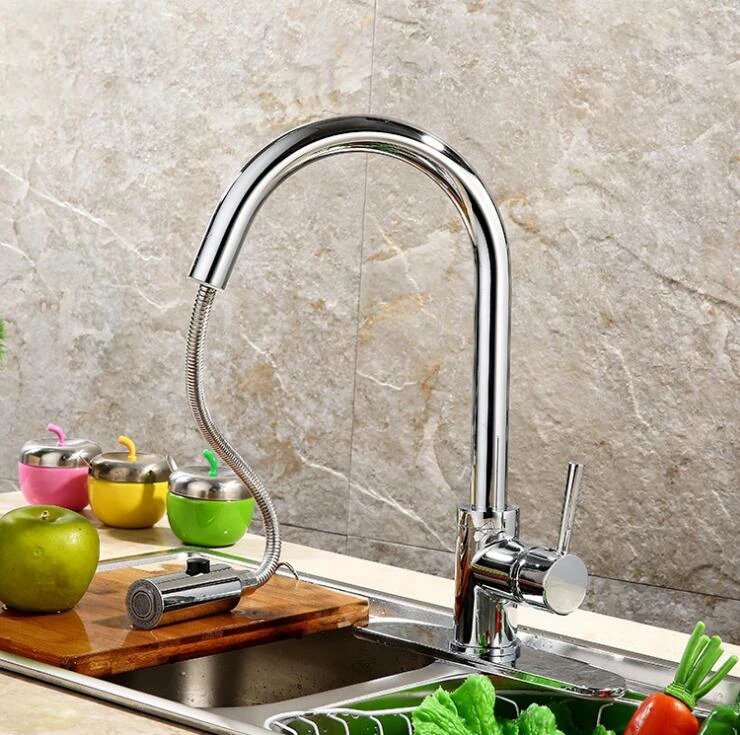 Best Quality Wholesale And Retail Pull Out Brass Low Pressure Kitchen Faucet Black Colour Deck Tap Mixer Up XT-59 | Обустройство дома