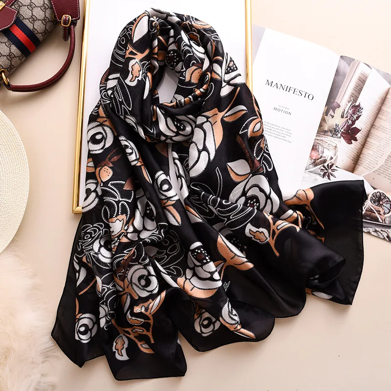 Brand Designer Silk Scarf Women New Printed Shawls and Wraps High Quality Pashmina Ladies Gift Large Soft Foulard Hijab