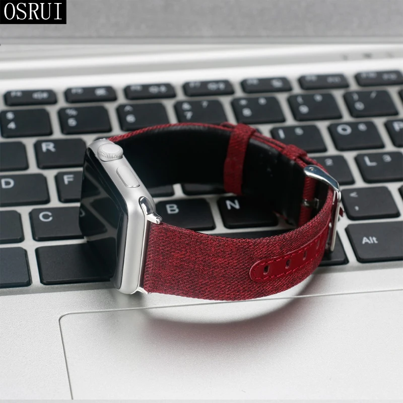 Кожаный ремешок для Apple watch band 44 мм 42 мм 40 мм 38 мм correa aplle Iwatch band 3 2 холст браслет на запястье ремень аксессуары для часов