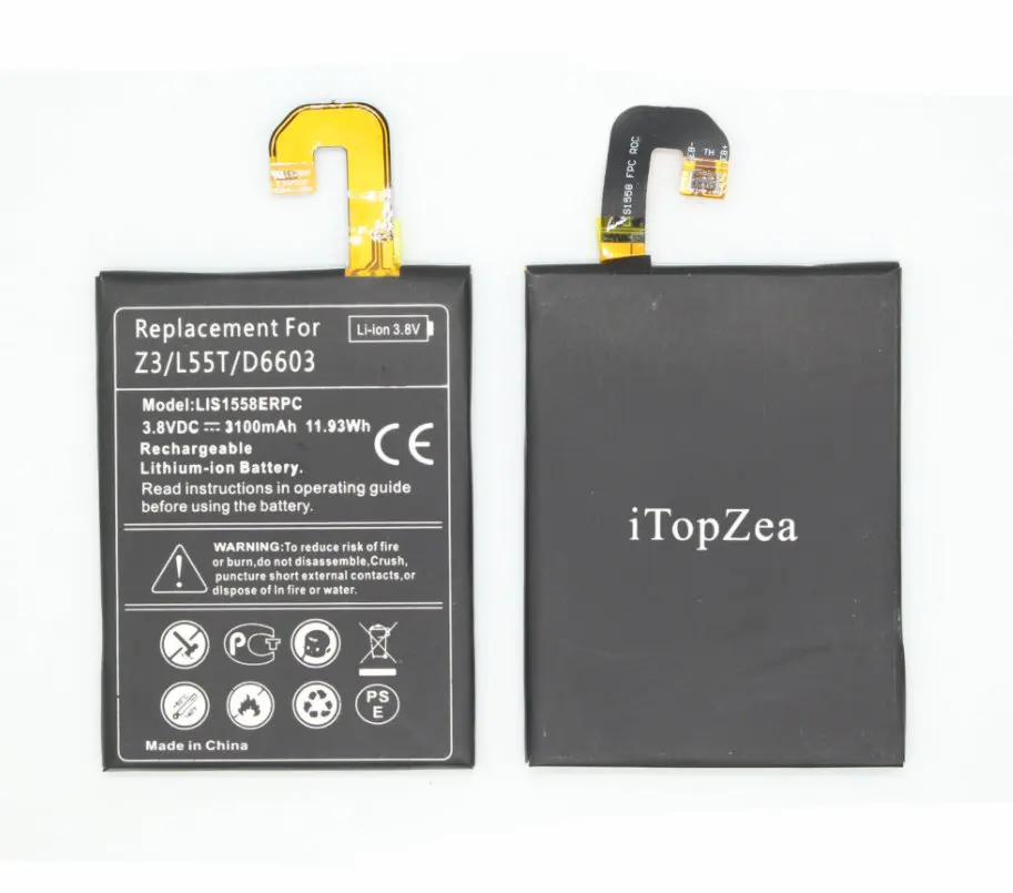 1x3100mAh/11.8Wh LIS1558ERPC Сменный аккумулятор для Z3 Z 3 L55T L55U D6653 D6603 D6633 D6708 D6643 D5803 D5833 D6616 +