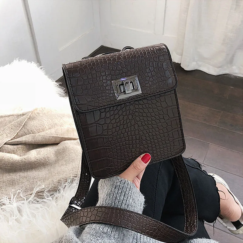Brown Waist Bag Полиуретановая сумка на пояс, новинка, Женская поясная сумка, модная сумка на ремне с узором «крокодиловая кожа», женские маленькие квадратные сумки, нагрудные сумки на плечо для мобильного телефона - Цвет: Brown Waist Bag