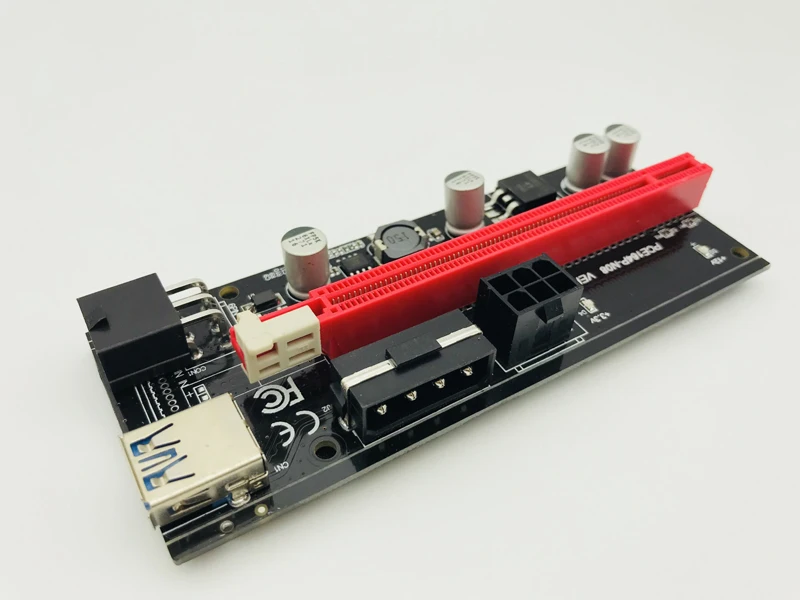 Адаптер 009S 6Pin PCIE Riser 16X с 2 светодиодными Экспресс картами Sata кабель питания и 60 см