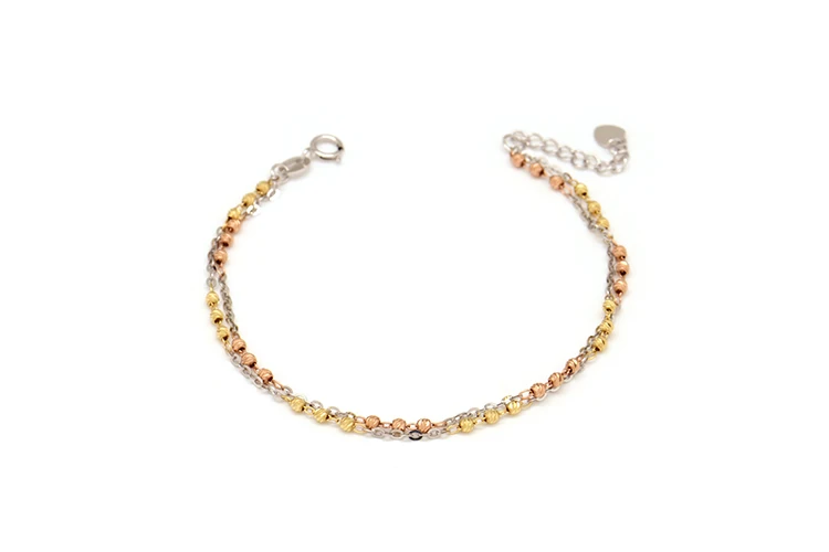 

18K color gold car flower beads double layer bracelet 18k gold bracelet female
