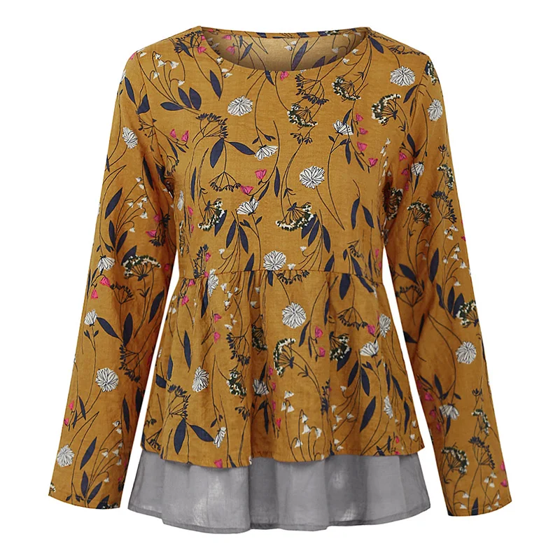 Блузка Romacci женская с цветочным принтом модный Свободный Топ винтажная