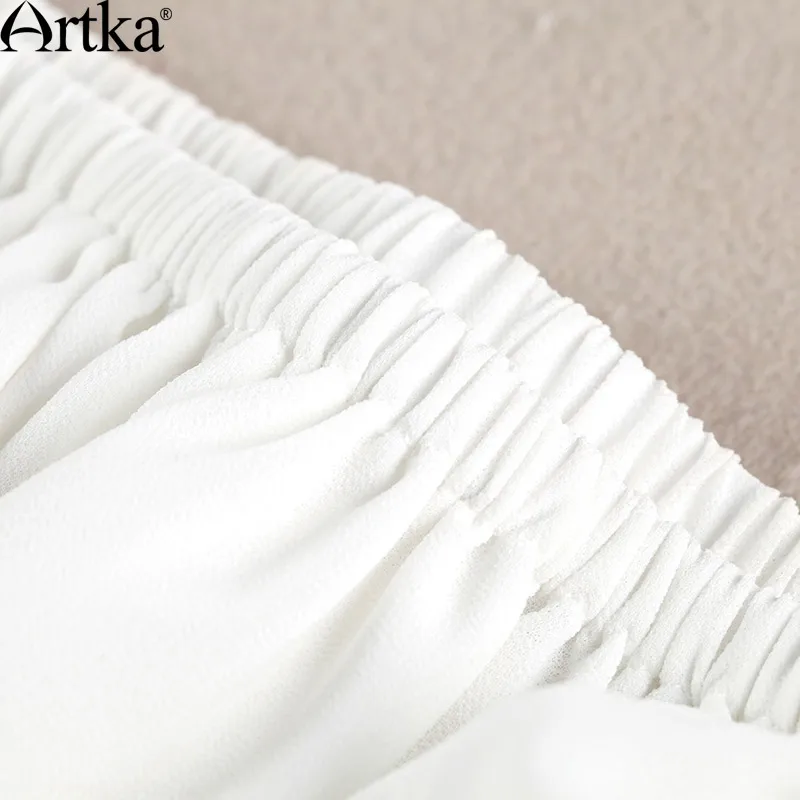 Женская кружевная шифоновая рубашка ARTKA белая двусторонняя с квадратным