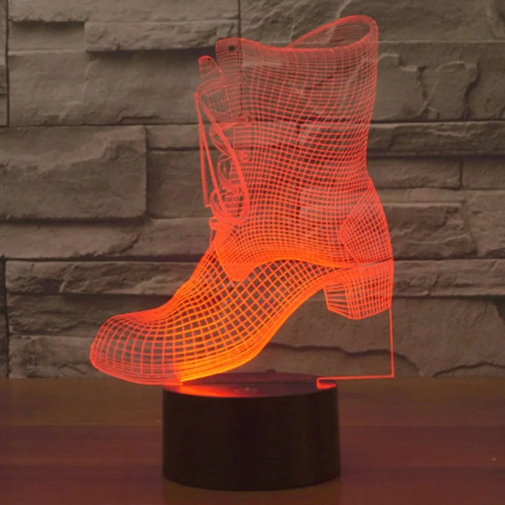 3D иллюзия Сапоги и ботинки для девочек Стиль акриловые светодиодные лампы Ночник