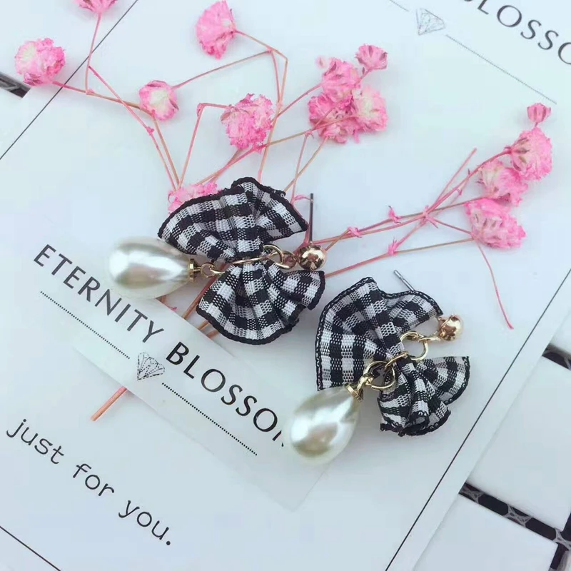 Корейский модные ювелирные изделия с бантом из ленты жемчуг кулон Для женщин