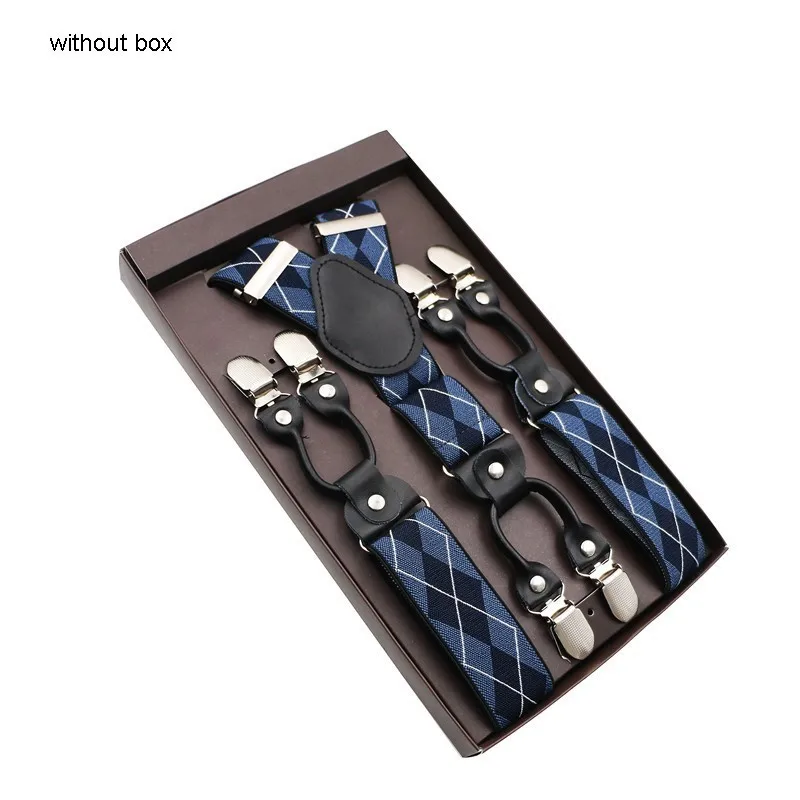 27 Black Real Leather 6 Clips Suspenders Braces Vintage Casual Suspensorio Tirante Trousers Strap Bretele Dad/Husband's Gift - Цвет: 27