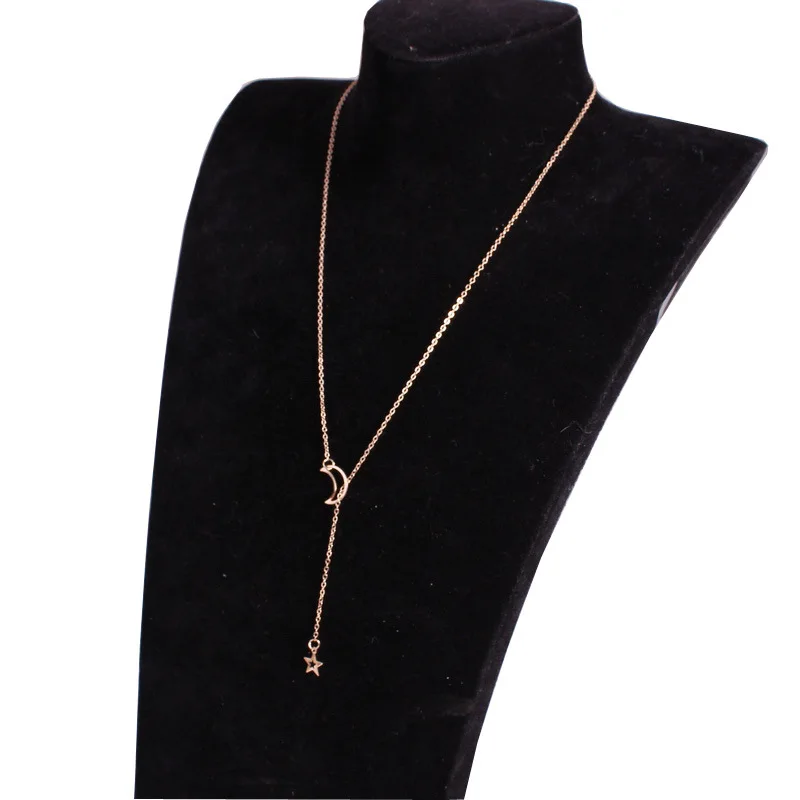 Женское ожерелье с Луной и звездами золотистое простое колье в стиле ретро