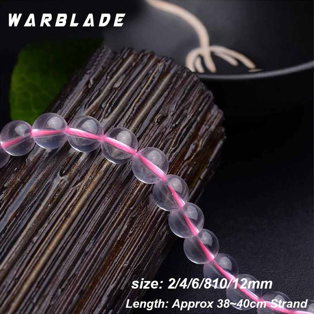 

AAAAAAA Natural Stone 7A Transparent Ice Crystal Beads Round Pink Quartz Loose Beads 6 8mm 10mm For DIY Bracelet Jewelry Making