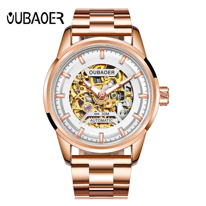 

OUBAOER Men Watches Top Brand Luxury Mechanical Watch Men Business Wristwatch Army Military Automatic Watches Male Clock