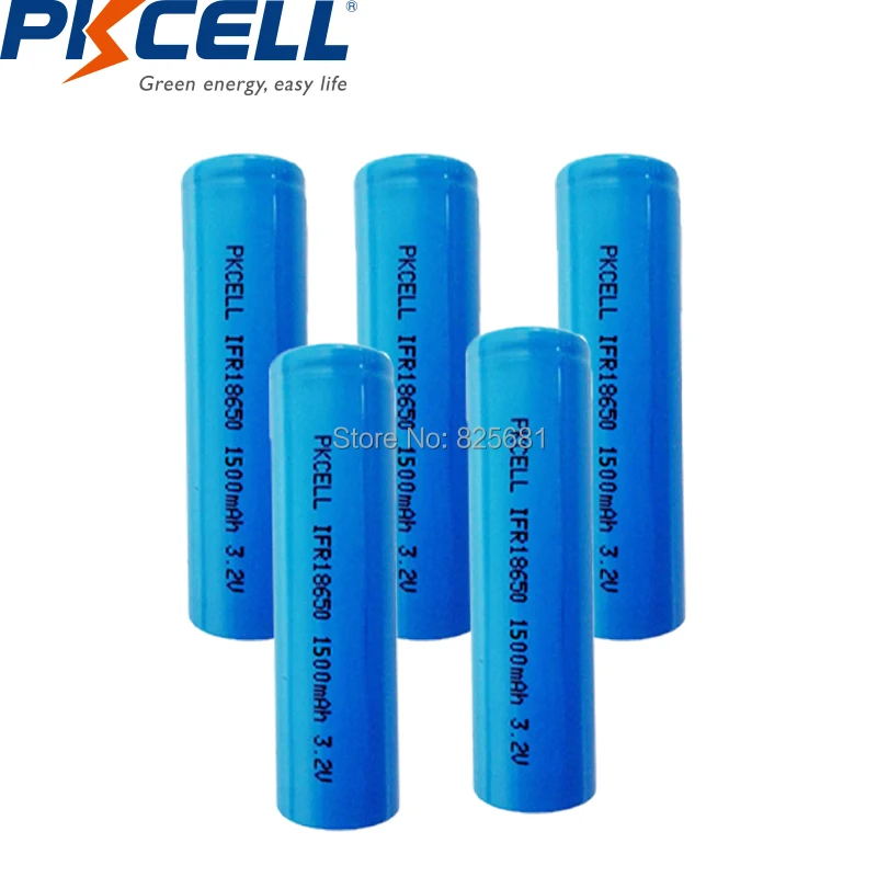 15 шт. PKCELL Перезаряжаемые Батарея IFR18650 18650 1500mah 3 2 V Li FePO4 с плоским верхом без защиты