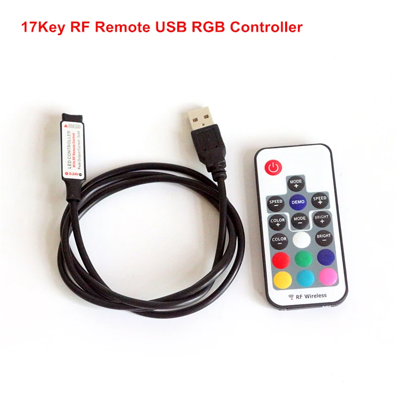 5 В USB RGB светодиодный контроллер Диммер RF беспроводной мини пульт дистанционного
