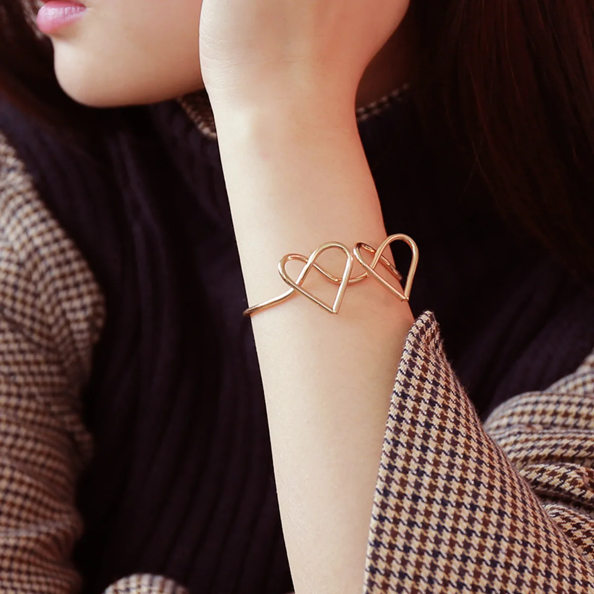 KITEAL Hot Gift Creativity Simple Wild Korean Metal Handmade Heart Bow-Knot Opening Bracelet Maiden Summer Jewelry | Украшения и