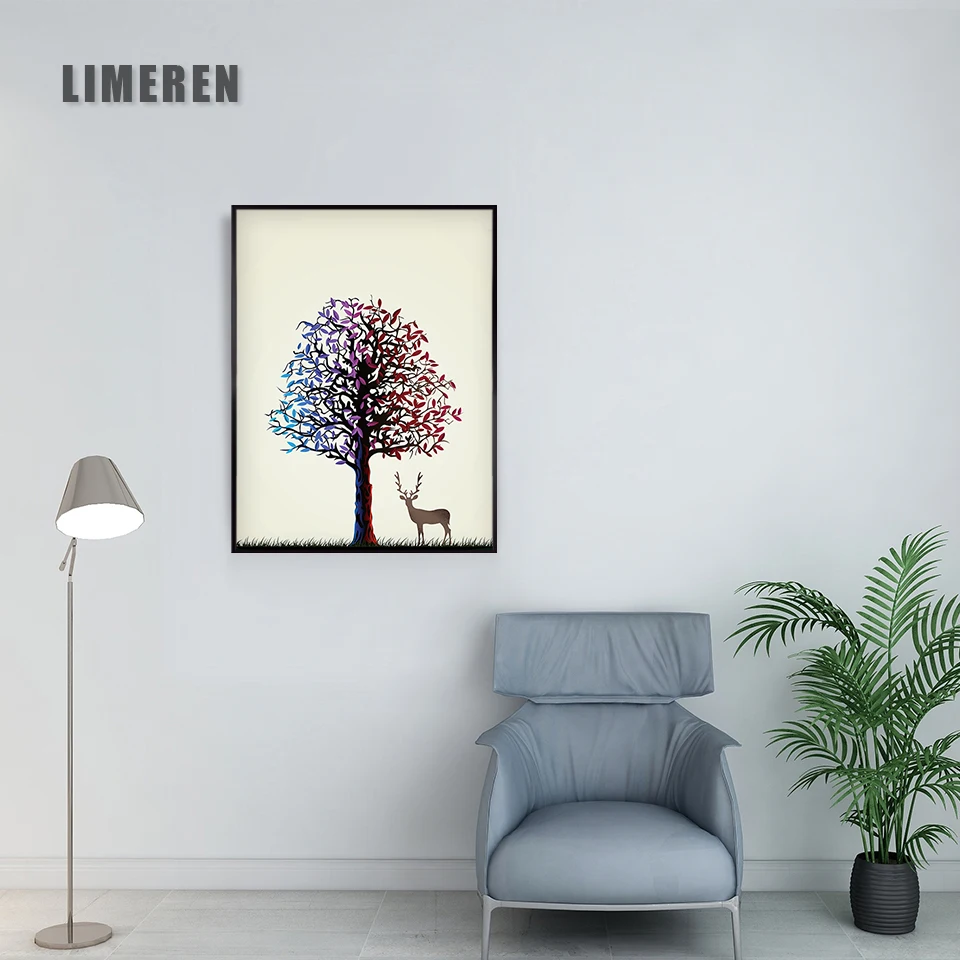 Акварель абстрактная голова оленя forst плакаты принты стена в скандинавском стиле