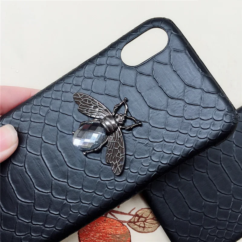 Металлический 3D чехол для телефона с Пчелкой и змеиной кожей iPhone X XS MAX XR оболочка
