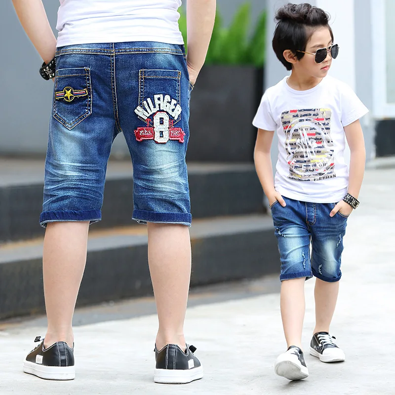 Летние джинсы для мальчиков 1/2 детские синие шорты джинсовые брюки 2019 хлопок