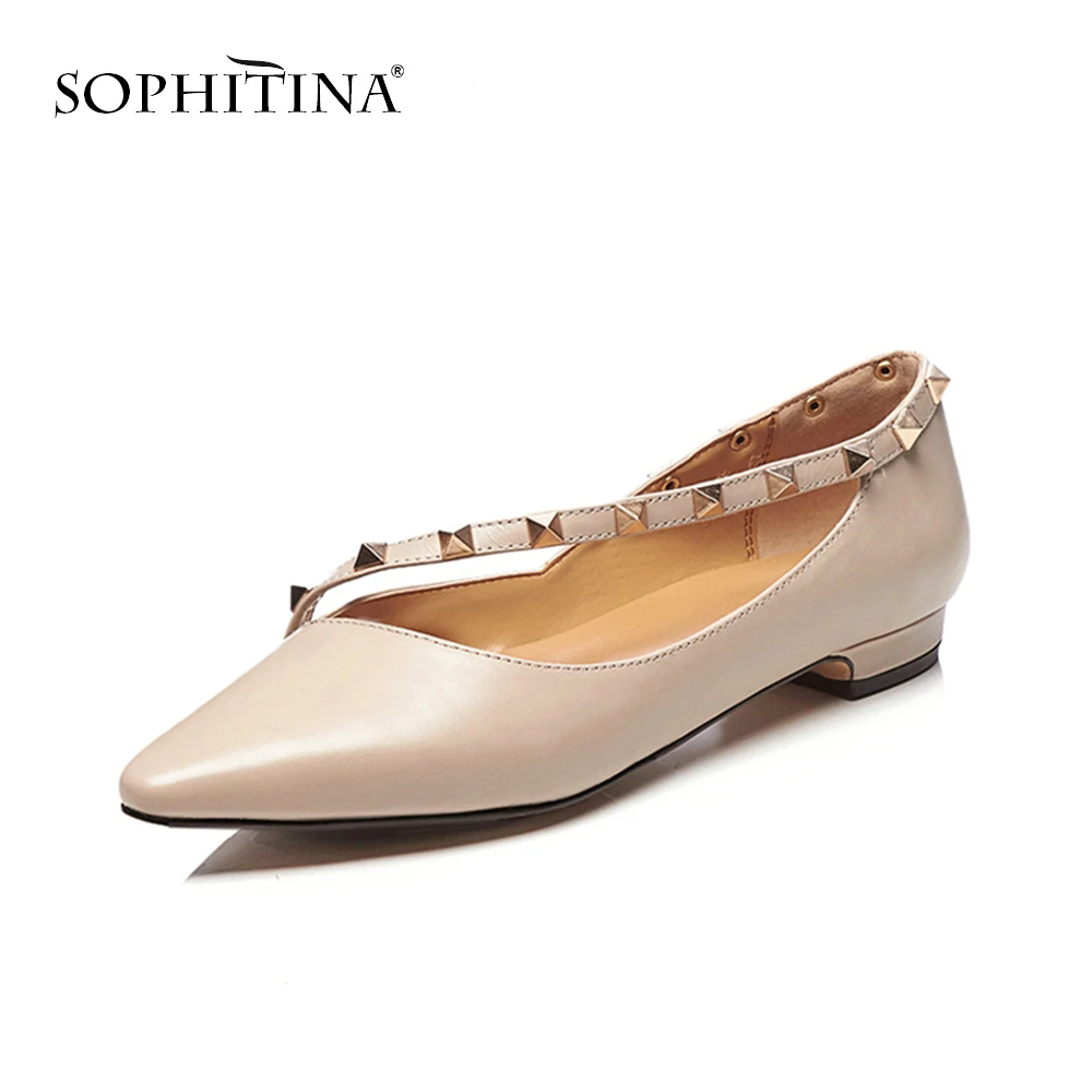 SOPHITINA/Новинка; модные женские туфли-лодочки с острым носком; повседневные туфли без застежки на квадратном каблуке; сезон весна-осень; женские туфли-лодочки на низком каблуке; MO194