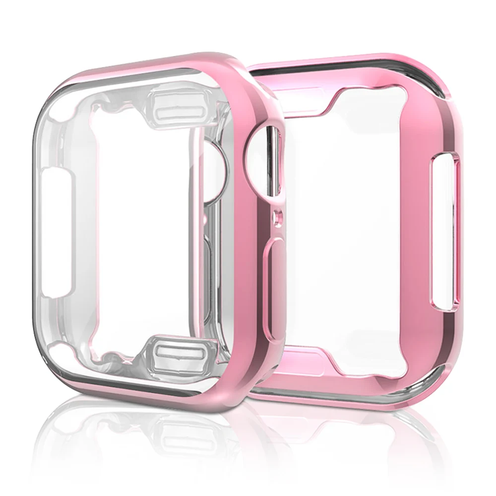 Защитный чехол для Apple Watch Series 5, 4, 3, 2, 1, модный светильник, покрытие из мягкого ТПУ, полное покрытие, спортивный бампер 40 мм, 44 мм, 38 мм, 42 мм