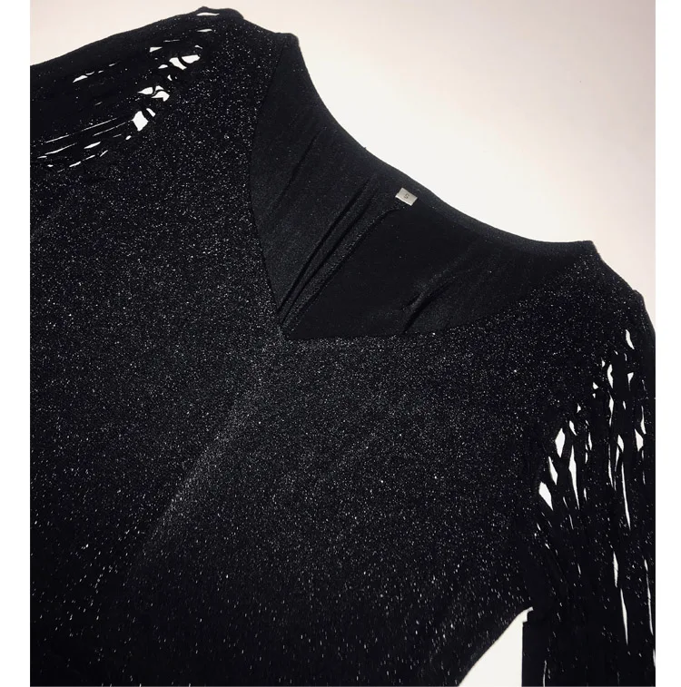 Женское облегающее платье с блестками элегантное блестящее бахромой рукавами