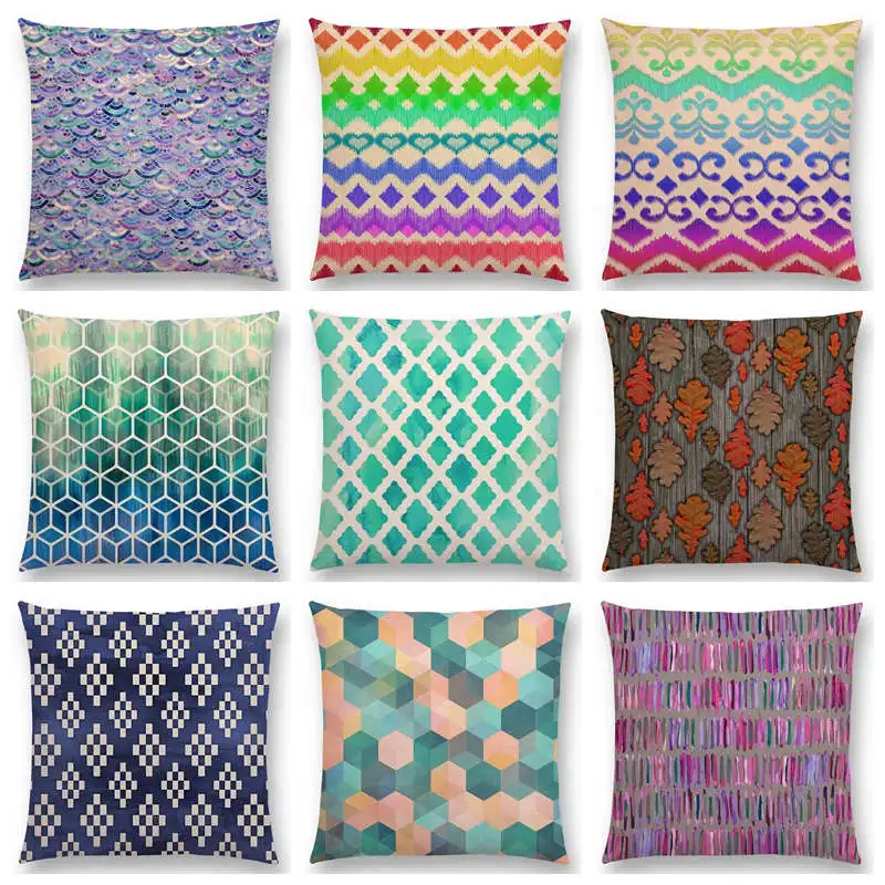 Синий кружевной марокканский цветной геометрический узор этнический белый