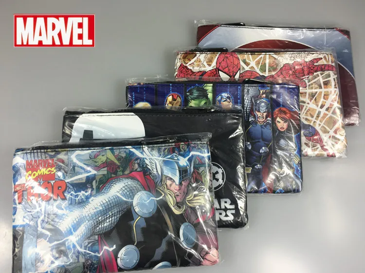 Marvel мстители аниме кошельки капитан американский человек-паук железный человек бэтмен джокер халк ручка карандаш сумки модный кожаный кошелек