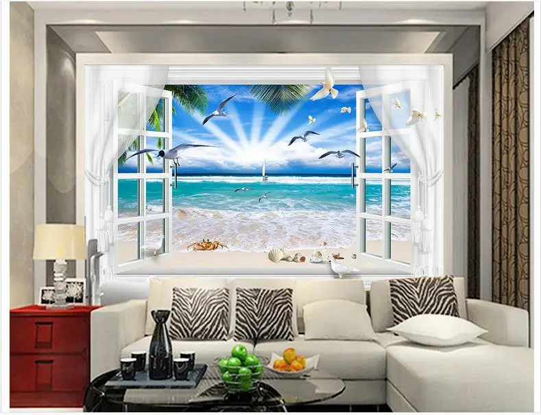 3d photo wallpaper Custom High end murals for walls 3 d Stereo Outside the Great Beach Living Room TV Backdrop wall | Обустройство