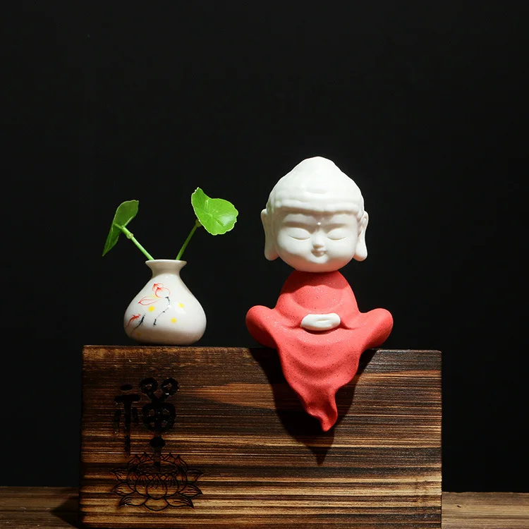 

15cm High School Zen Lovely Three Saints Little Monk Porcelain Bogujia Living Room Home Decoration Crafts Chinese Style