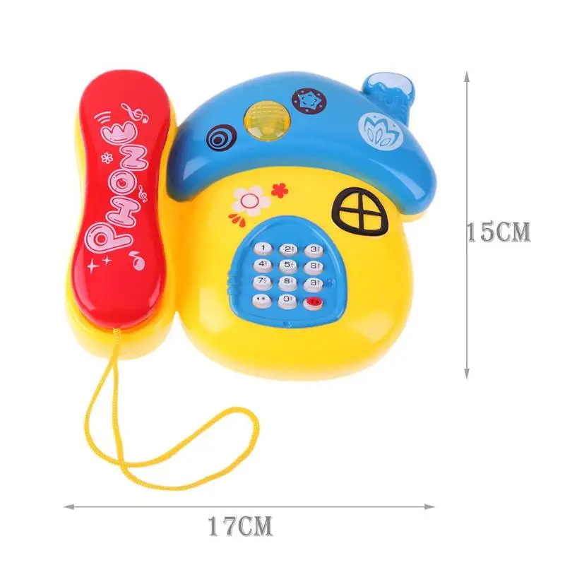 Electronic Toy Phone Kids Educational Learning Toys Mushroom Plastic Telephone Toy Kids Early Education Gift with Music Light