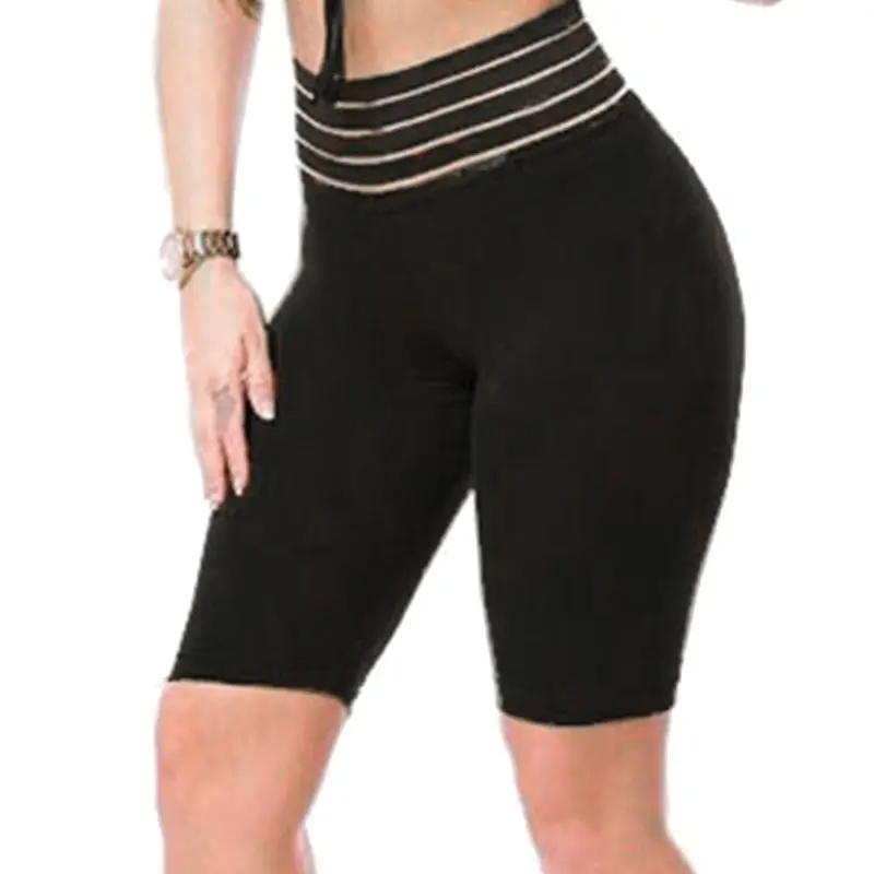 Женские обтягивающие спортивные штаны с высокой талией в полоску рюшами для