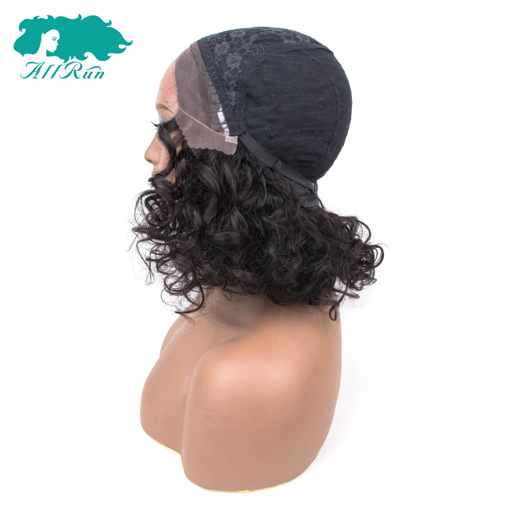 Mongolian Water Wave Millde Part Lace Frontal Wig Remy Black for Women Front Human Hair With Baby Pre-Plucked | Шиньоны и парики