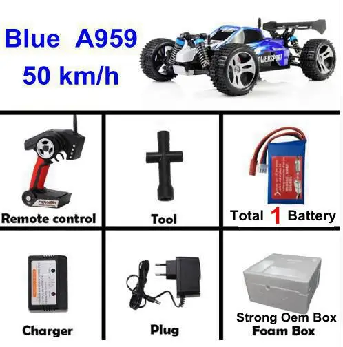 Лучший продавец автомобиль Wltoys A959 50 км/ч 2,4 г 4CH высокое Скорость удаленного Управление Rc автомобиль Скорость автомобиль гоночный автомобиль для бездорожья подарок - Цвет: 50kmh blue a959 1 b