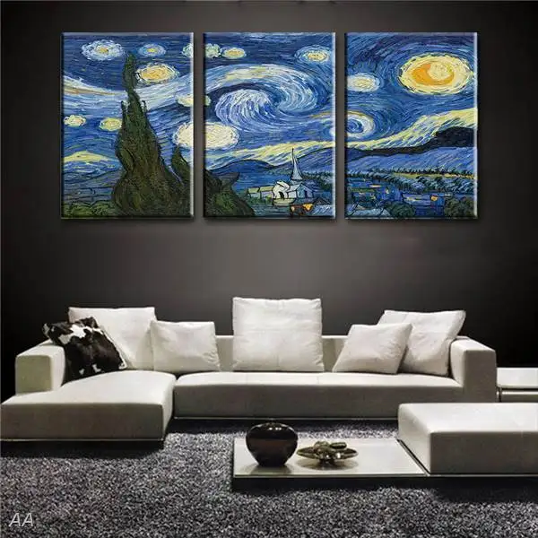 Настенная картина Звездная ночь 3 панели|starry night|decorative paintingprint on canvas |