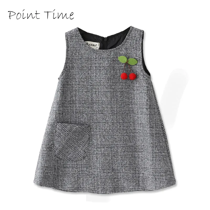 Baby Girls Princess Dress Sleeveless Autumn Winter for Toddler 2-10 Years Children Fashion Clothing Gray Cute Cherry | Детская одежда и