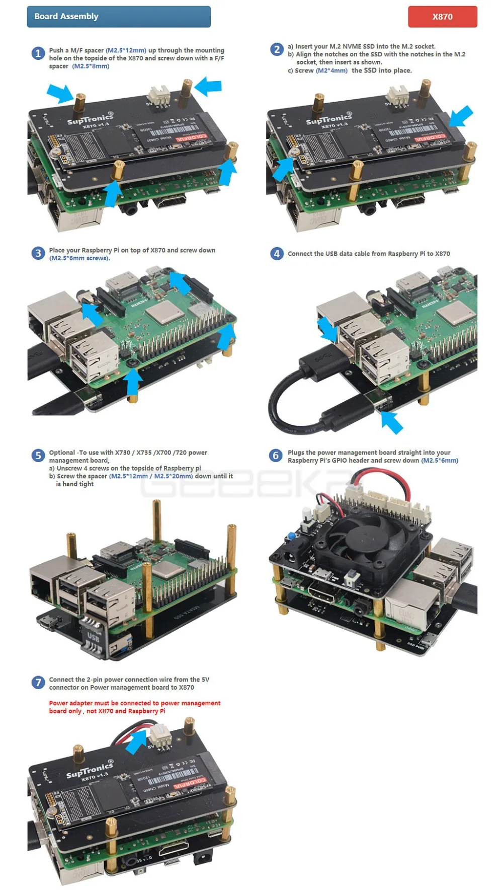 Geeekipi X870 M.2 NVMe SSD Расширительная плата щитка 2280/2260/2242/2230 для Raspberry Pi 1 Модель B+/2/3/3+/4 B ROCK64 Banana Pi