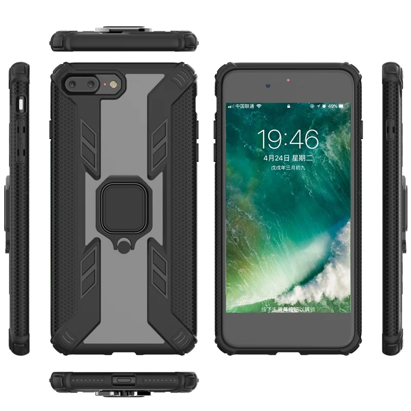 Стенд с металлическим кольцом Магнитный чехол для iPhone 11 Pro Max 6 7 8 Автомобильный
