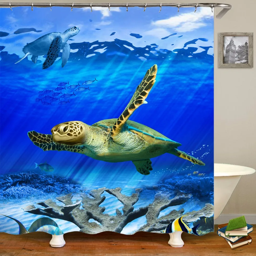 Красочные морские животные морская черепаха занавеска для душа красивые