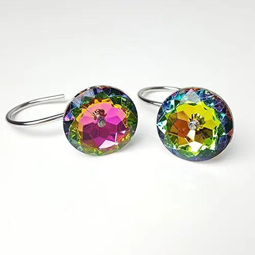 12 штук прозрачные красочные хрустальные крючки для занавесок набор колец ванной