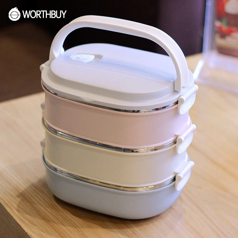 WORTHBUY 304 Stainless Steel Lunch Box For Kids Japanese Bento Portable School Picnic Food Container Thermal box | Дом и сад