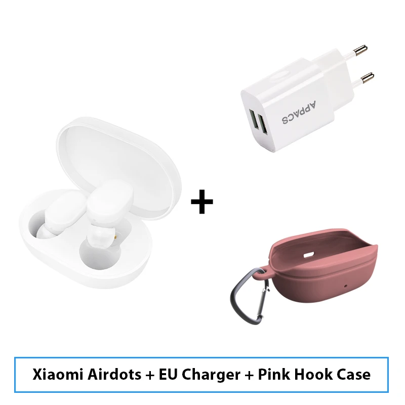 Add EUPlug Pink Hook Xiaomi Mijia Airdots TWS Беспроводные Bluetooth 5,0 наушники вкладыши Молодежная версия стерео бас с микрофоном свободные Наушники управление AI - Цвет: Add EUPlug Pink Hook