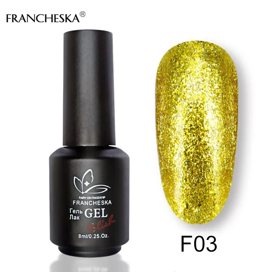 Platinum gel F03 Francheska Блестящий цветной гель Платиновый tirnak oje gellak nagels spulletjes nagels УФ-гель nagellak gelnagellack замочить от геллак - Цвет: Platinum gel F03