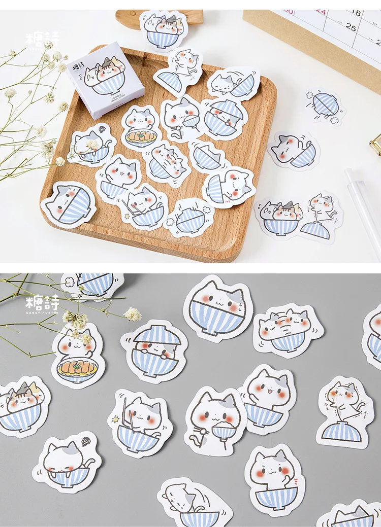 Миску Cat наклейки этикетки Набор Декоративные Канцелярские Craft наклейки Скрапбукинг DIY дневник альбом ярлыком