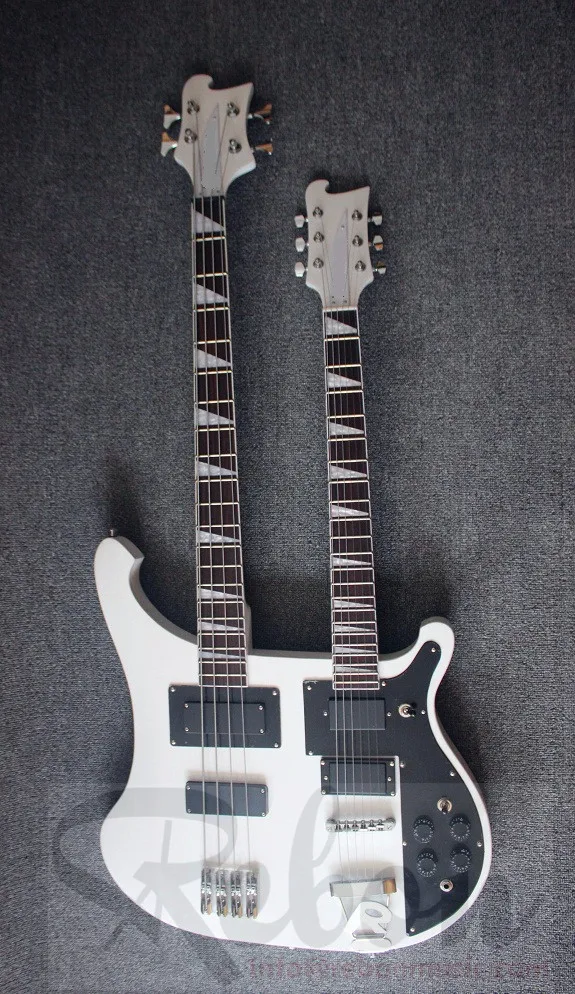 Weifang Rebon double neck ricken electric guitar in white colour