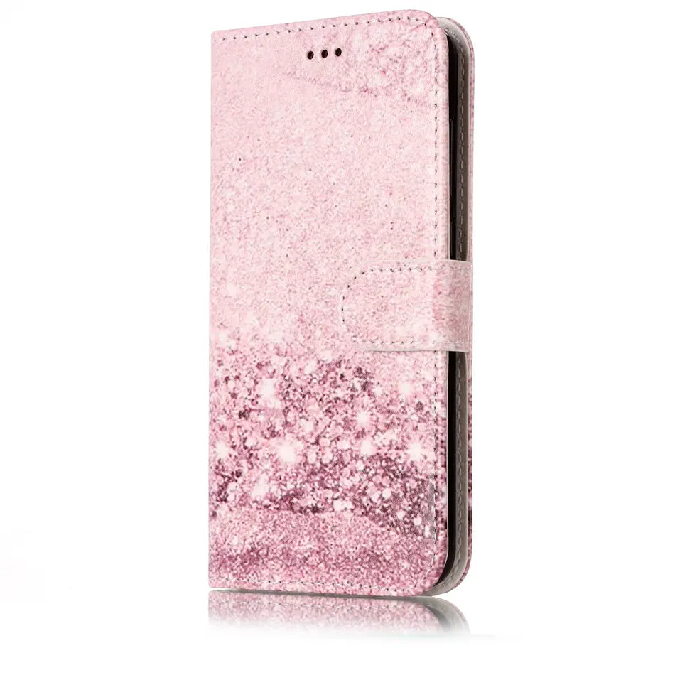 Rose Gold Чехол-книжка для мобильного телефона чехол для Huawei P10 P9 P8 Lite Чехол-портмоне с отделением для карт из искусственной кожи Мягкий силиконовый держатель для девочки Капа DP01G - Цвет: Rose Gold