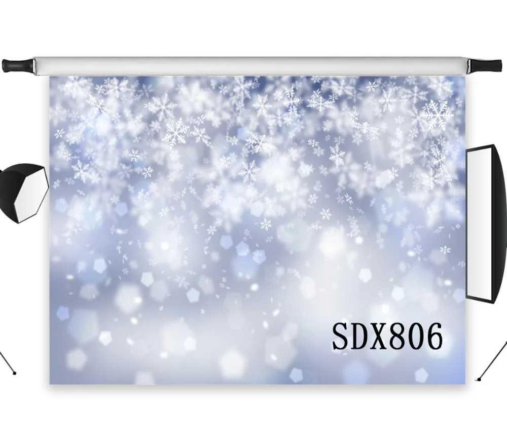 LB Polyester &amp Vinyl Christmas Snowflake Bokeh Dreamy Backdrops Background For Photography Studio Backdrop Photo Props Decor |