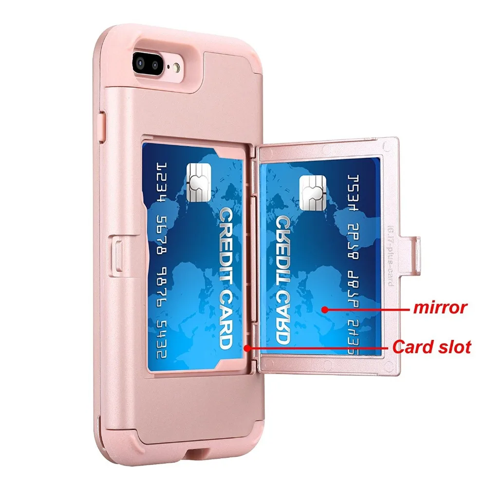 Shockproof Phone Case For iPhone 6 6S Plus Luxury Wallet Card Holder Mirror Anti-Knock Cover |