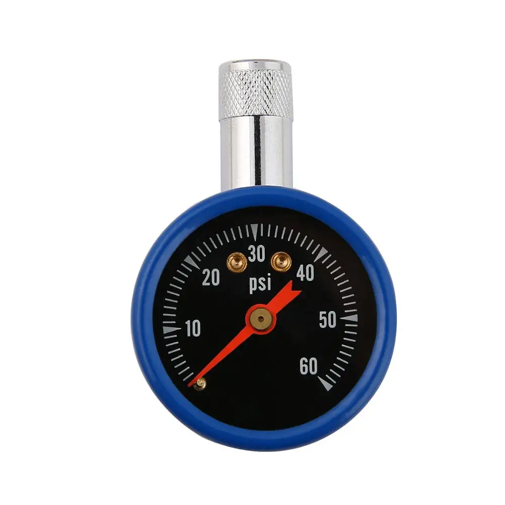 

Dial Car Tire Air Pressure Gauge Meter Calibrator 60PSI Blue Silver