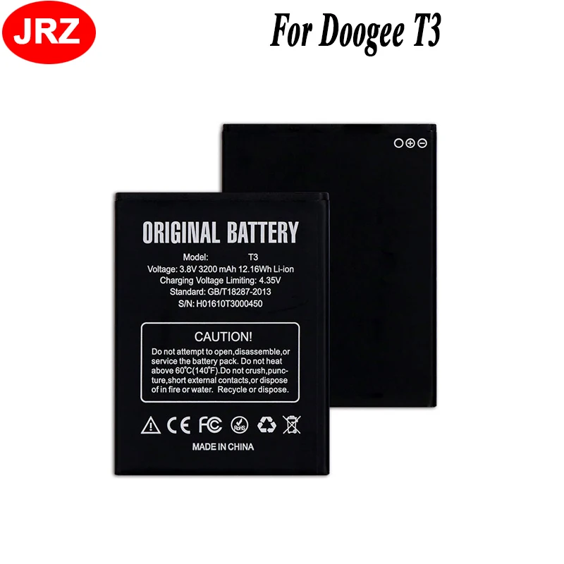 JRZ для телефона Doogee T3 аккумулятор 3200 мАч Высокая емкость 3 8 в высокое качество сменные батареи|Аккумуляторы